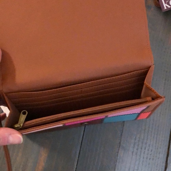 Kooba Leather Patch Flap Wristlet Clutch Wallet #9 - Picture 4 of 4